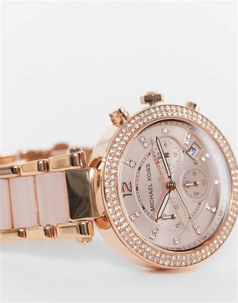 michael kors women's parker chronograph two tone stainless steel watch|Michael Kors mk5896.